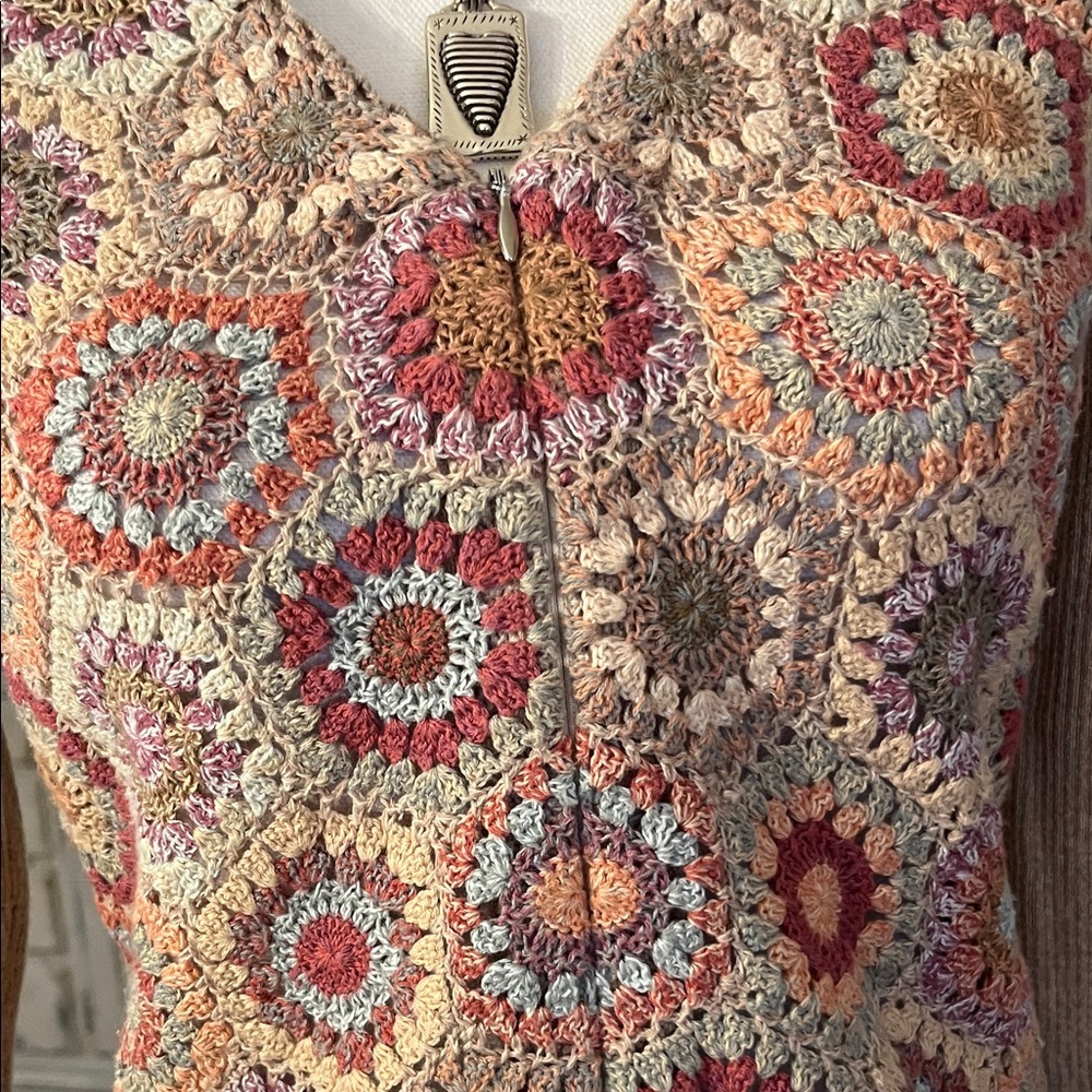 Talbots Multicolor Crochet Pattern Sweater - image 4